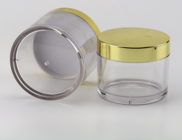 PETG gold screw cap round clear plastic container for cream