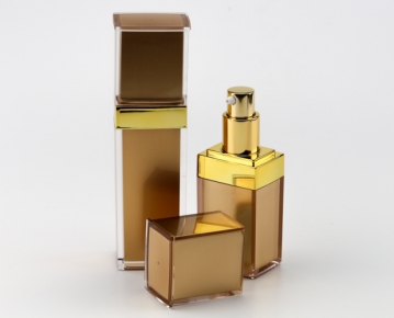 30ml 50ml square gold plastic bottle for lotion