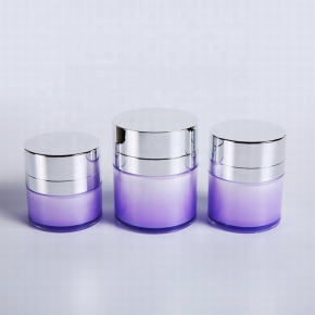 plastic gradient purple container cosmetic airless cream jar