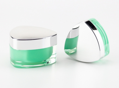 Customized triangle shape cosmetic acrylic 15ml 50ml 30ml cream green jar