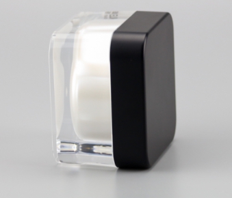 Square shape black and white color cream plastic cosmetic jars with lid