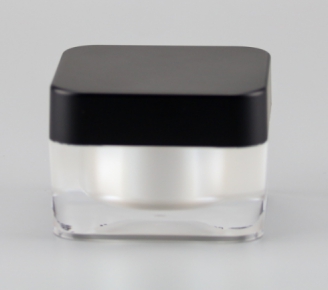 Square shape black and white color cream plastic cosmetic jars with lid