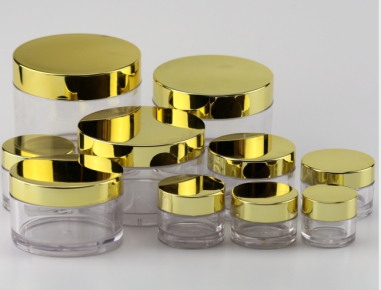 PETG gold screw cap round clear plastic container for cream