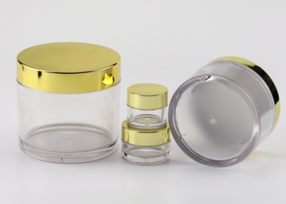 PETG gold screw cap round clear plastic container for cream