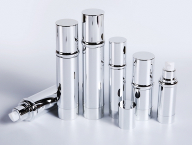 silver airless plastic cosmetic container