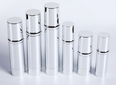 silver airless plastic cosmetic container