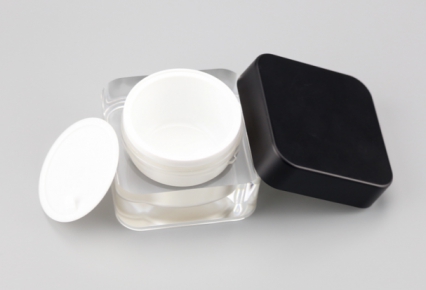 Square shape black and white color cream plastic cosmetic jars with lid